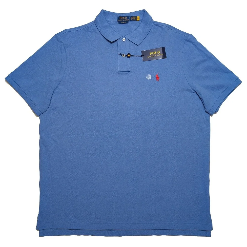 POLO RALPH LAUREN Short Sleeve Shirt Light Blue Mesh Pique XL ~ New